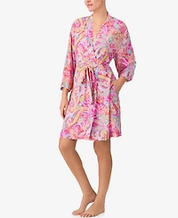 Sanctuary Women's Wrap Around Long-Sleeve Short Robe