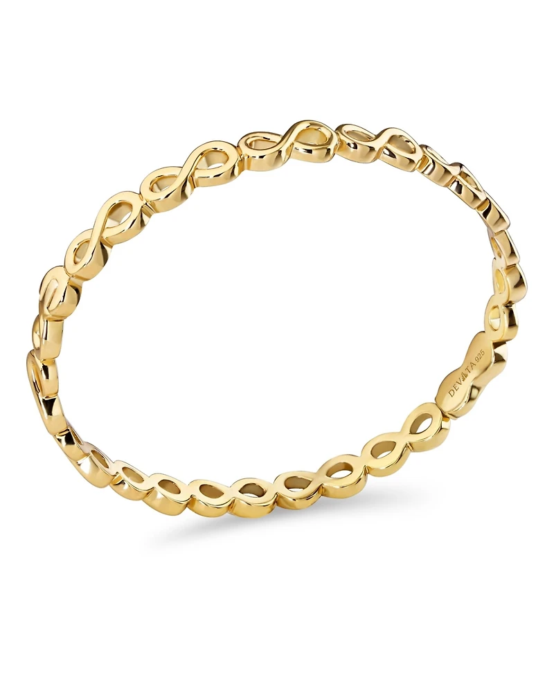 Devata Infinity Bangle Bracelet in Gold Plated Sterling Silver, Size Medium
