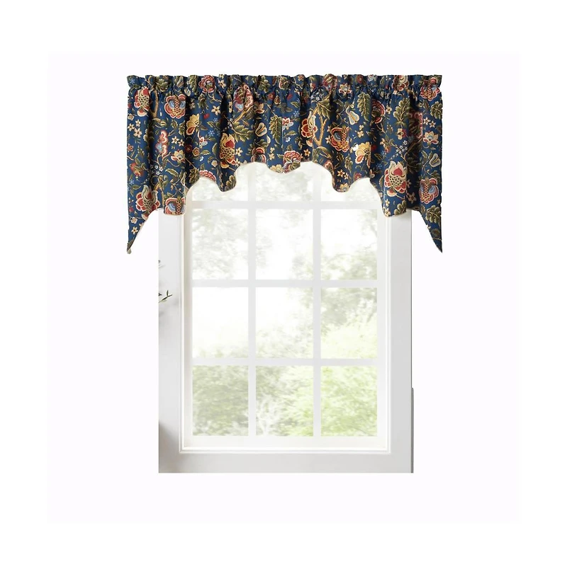 Ellis Curtain Regency Swag Shaped 3" Rod Pocket Valances for Windows 100" x 30" Navy