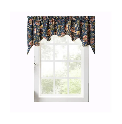 Ellis Curtain Regency Swag Shaped 3" Rod Pocket Valances for Windows 100" x 30" Navy