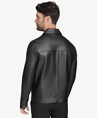 Cole Haan Men's Bonded Leather Trucker Jacket