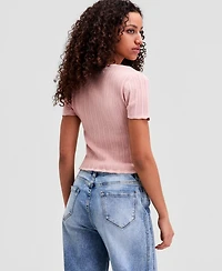 And Now This Women's Pointelle Short-Sleeve Sweater, Macy's Exclusive