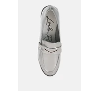 Rugle Metallic Faux Leather Flat Loafers