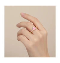 GiGiGirl Kids Sterling Silver 14k Gold Plated with Cubic Zirconia Enamel Heart Stacking Ring