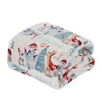 Kate Aurora Ultra Soft & Cozy Christmas Forrest Friends Santa Plush Throw Blanket Cover - 50 in. W x 60 in. L