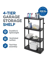 Gracious Living 4 Shelf Tier Medium Resin Indoor and Garage Storage Shelf