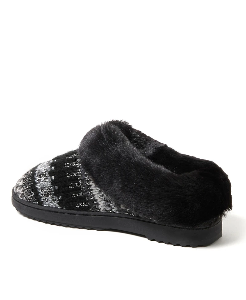 Dearfoams Women's Hannah Festive Knit Clog House Shoe Slipper