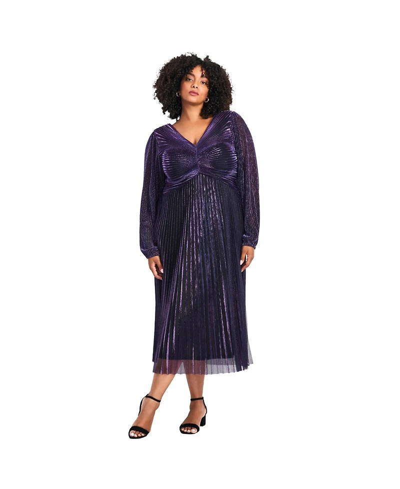 Avenue Women's Plus Pleated Plisse Dress