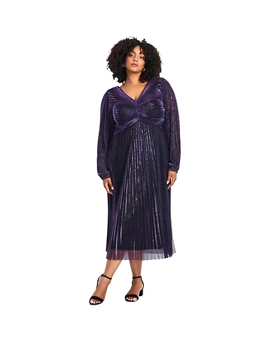 Avenue Women's Plus Pleated Plisse Dress