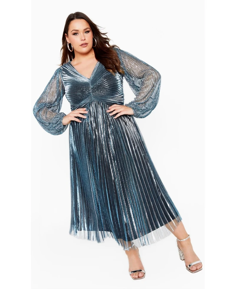 Avenue Women's Plus Pleated Plisse Dress