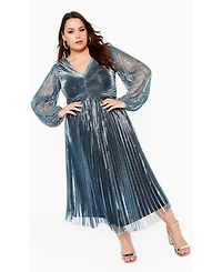 Avenue Women's Plus Pleated Plisse Dress