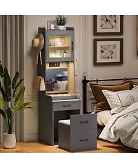 Vlsrka 3-in-1 Vanity Desk with Led Sensor Light, Flip Mirror and Drawers