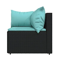 4 Piece Patio Lounge Set with Cushions Black Poly Rattan