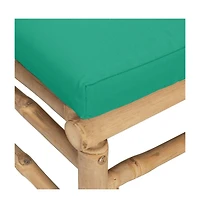vidaXL Patio Middle Sofa with Green Cushions Bamboo