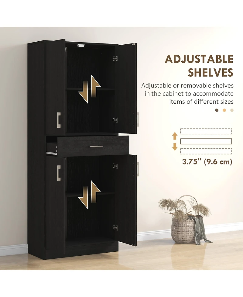 Homcom 71" Kitchen Pantry Cabinet with Drawer and Adjustable Shelf