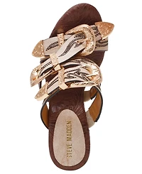 Steve Madden Women's Farra Strappy Western Buckled High-Heel Dress Mules