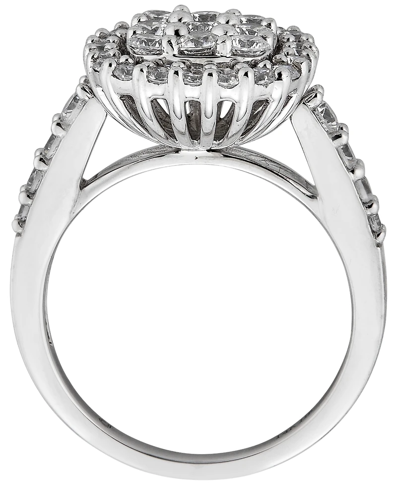 Macy's Diamond Cushion Shape Halo Cluster Ring (1-3/8 ct. t.w.) in 14k White Gold