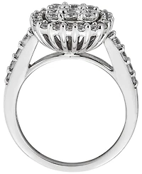 Macy's Diamond Cushion Shape Halo Cluster Ring (1-3/8 ct. t.w.) in 14k White Gold