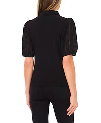 CeCe Women's Short-Sleeve Keyhole Top