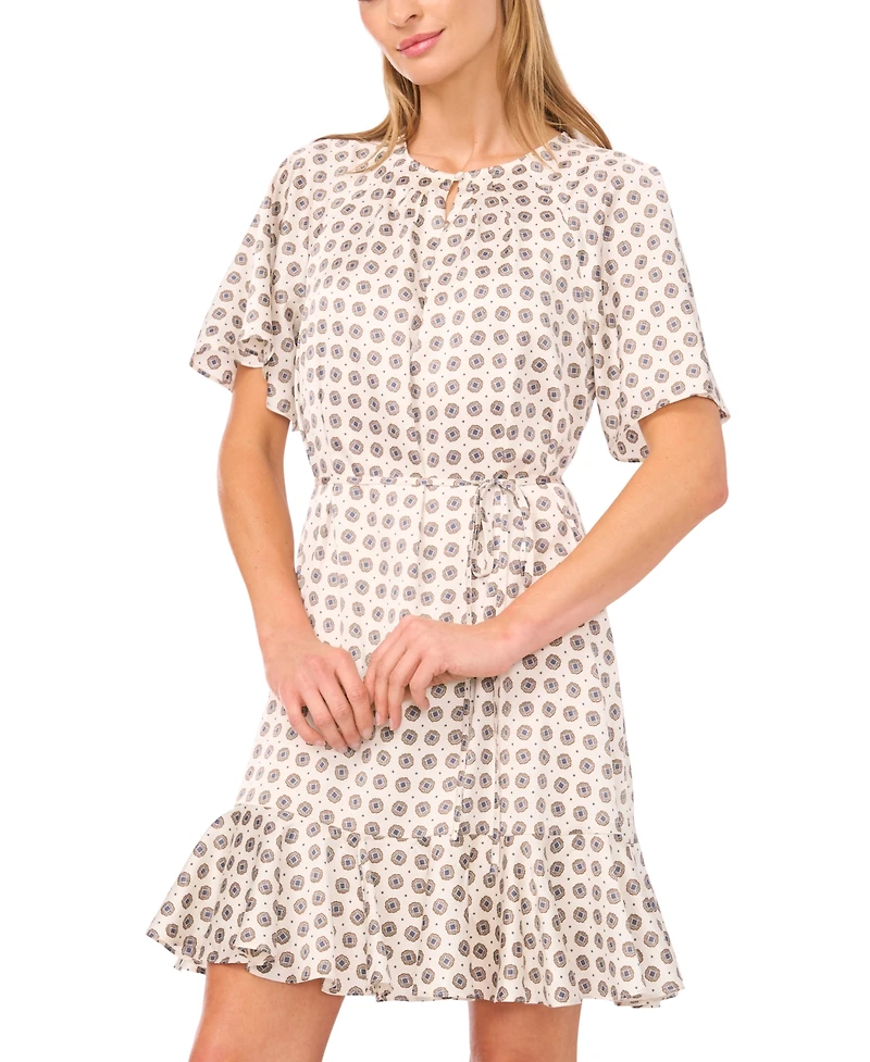 CeCe Women's Waist Tie Raglan Skater Dress