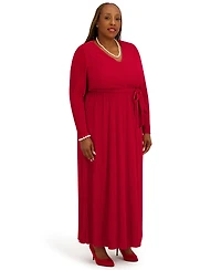 Kasper Women's V-Neck Long-Sleeve Dress