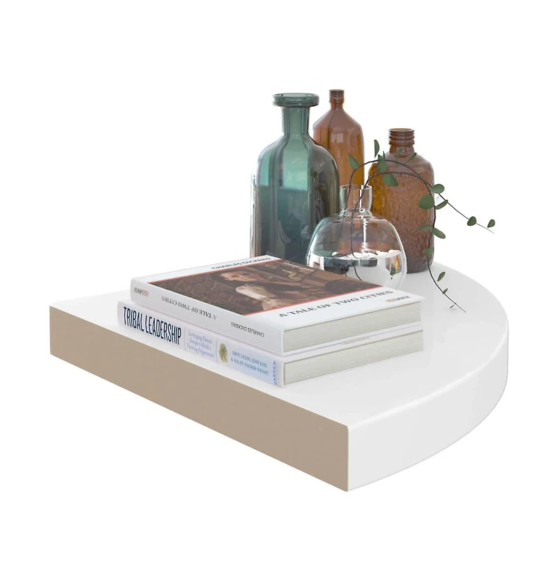 Floating Corner Shelves 4 pcs High Gloss White 13.8"x13.8"x1.5" Mdf