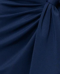 Xscape Women's V-Neck Waist Side Bow Long Dress