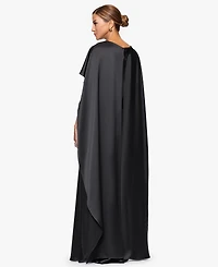 Xscape Women's Long Satin Boat Neck Dress
