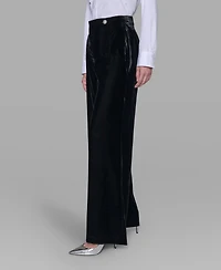 Karl Lagerfeld Paris Women's Velvet Wide Leg Straight Pants