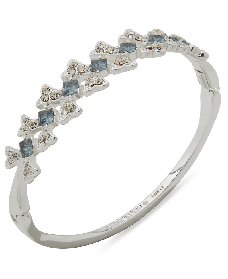 Anne Klein Glass and Plastic Stone Fluted Hinge Bracelet