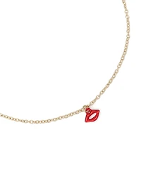 Betsey Johnson Red Love Spell Heart Lips Choker Necklace Set