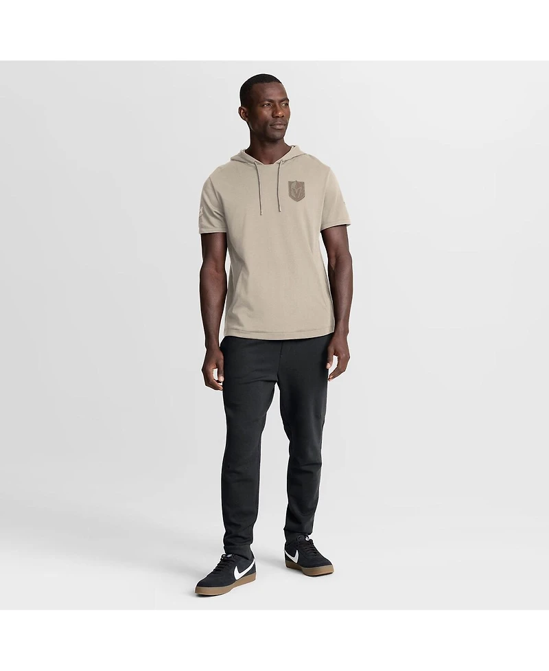 Fanatics Men's Tan Vegas Golden Knights Authentic Pro Road Short Sleeve Hoodie