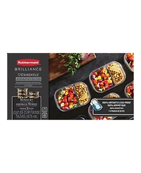 Rubbermaid Brilliance 2.85-Cup Meal Prep 2-Compartment Food Storage Containers, 5-Pack