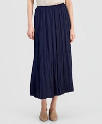 Eileen Fisher Women's Silk Solid-Color Smocked Tiered Skirt