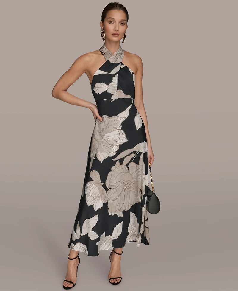 Donna Karan New York Women's Floral Print A-Line Long Dress