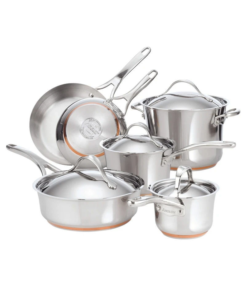 Anolon Nouvelle Copper Stainless Steel Cookware Set, 10 Piece