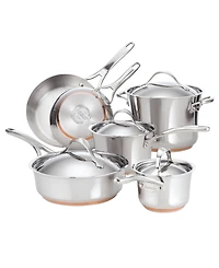 Anolon Nouvelle Copper Stainless Steel Cookware Set, 10 Piece