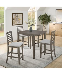 Maison Boucle 5-Piece Counter Height Dining Table and Chairs Set, Bar Table with Upholstered Stools for Kitchen or Apartment