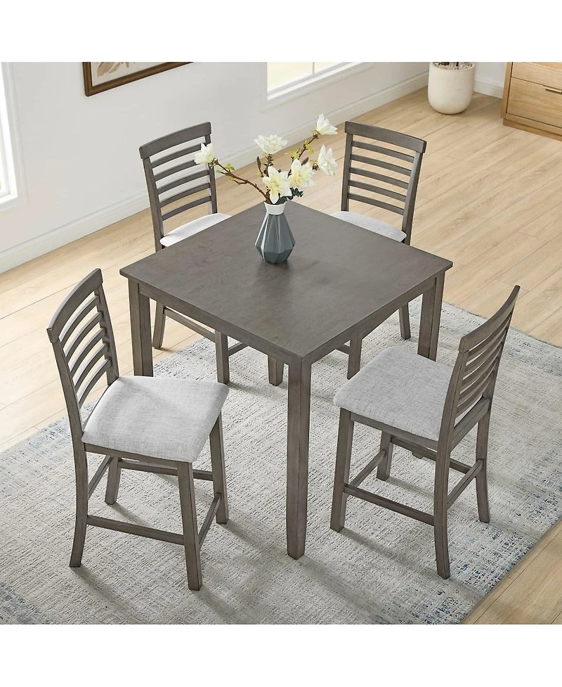 Maison Boucle 5-Piece Counter Height Dining Table and Chairs Set, Bar Table with Upholstered Stools for Kitchen or Apartment