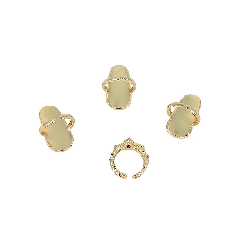 Sohi Women's The Corroded-Checks Nail Rings