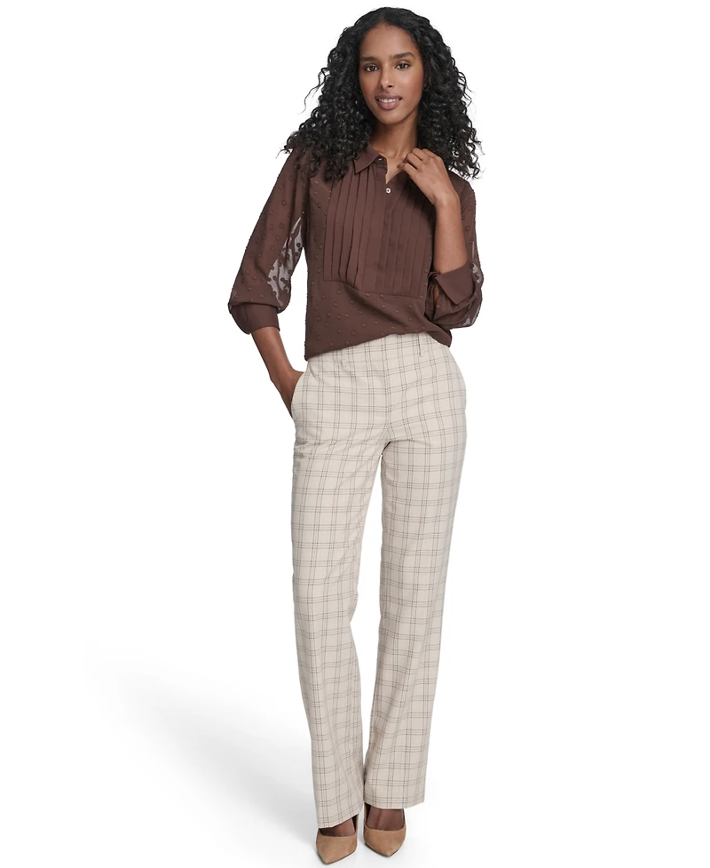 Tommy Hilfiger Women's Clip Dot Pleated Bib Top