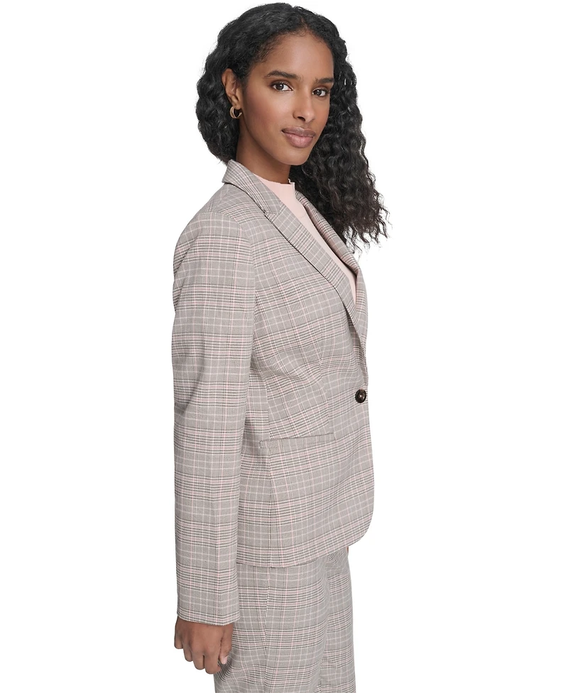 Tommy Hilfiger Women's Plaid One Button Blazer Jacket