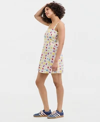 Rebel Veil Juniors' Printed Linen-Blend Mini Dress