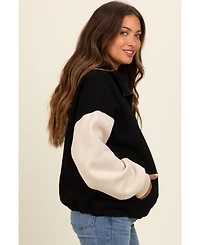 Pinkblush Maternity Black Coloblock Half Zip Hoodie