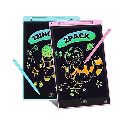 Cowin 2 Pack Lcd Writing Tablet 12in Colorful Toddler Drawing Pad Doodle Board Erasable Electronic Drawing Pad