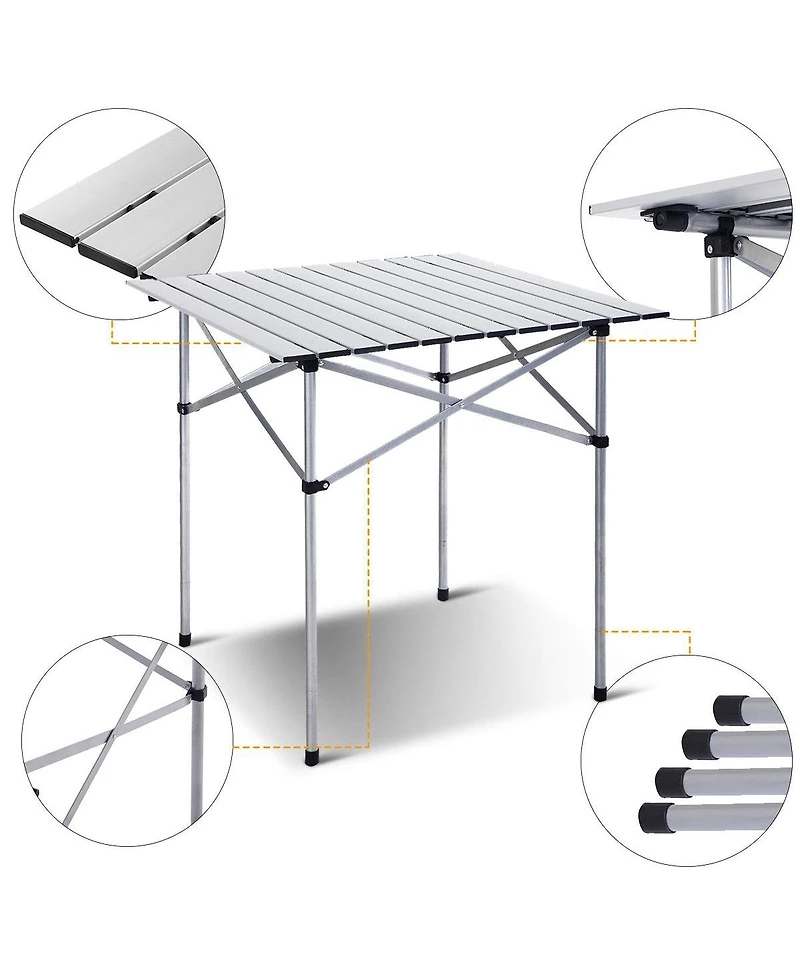 Sugift Roll Up Portable folding Camping Aluminum Picnic Table