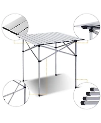 Sugift Roll Up Portable folding Camping Aluminum Picnic Table
