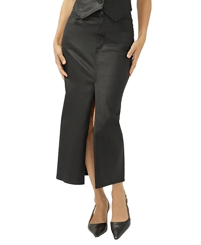 Silver Jeans Co. Women's Coated Front-Slit Midi Skirt