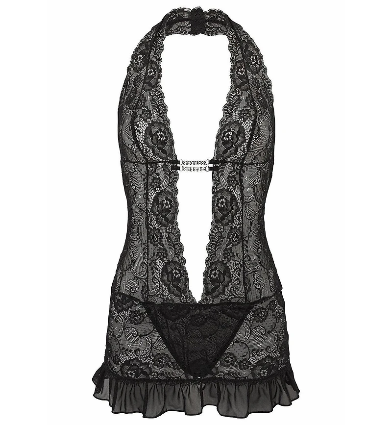Lascana Women's Plunge Halter Lace Teddy