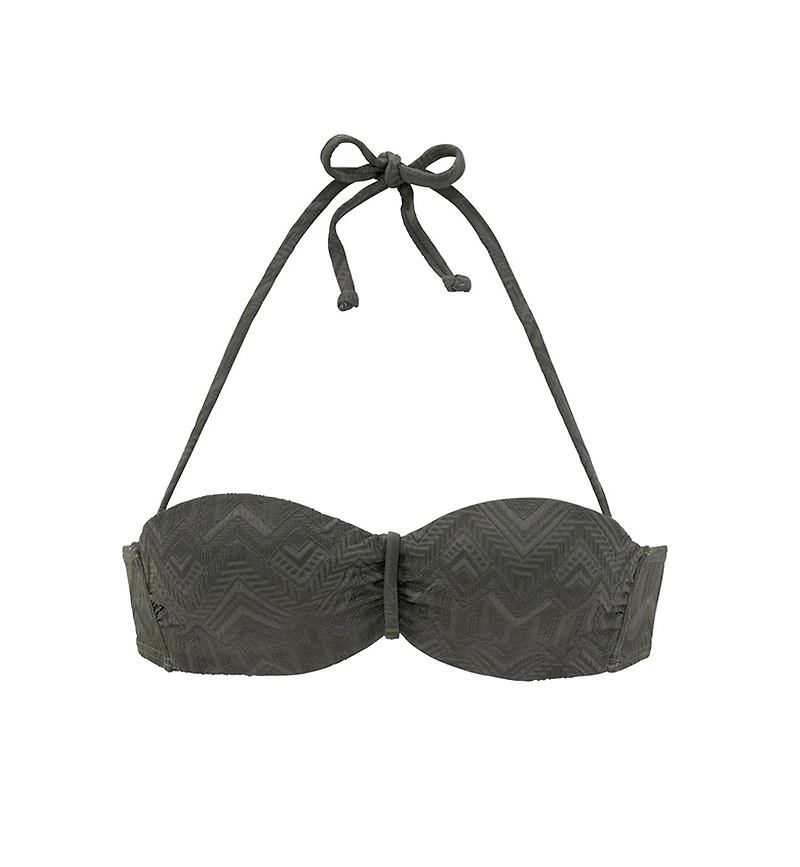 Lascana Women's Textured Bandeau Bikini Swimsuit Top Bra Sizing